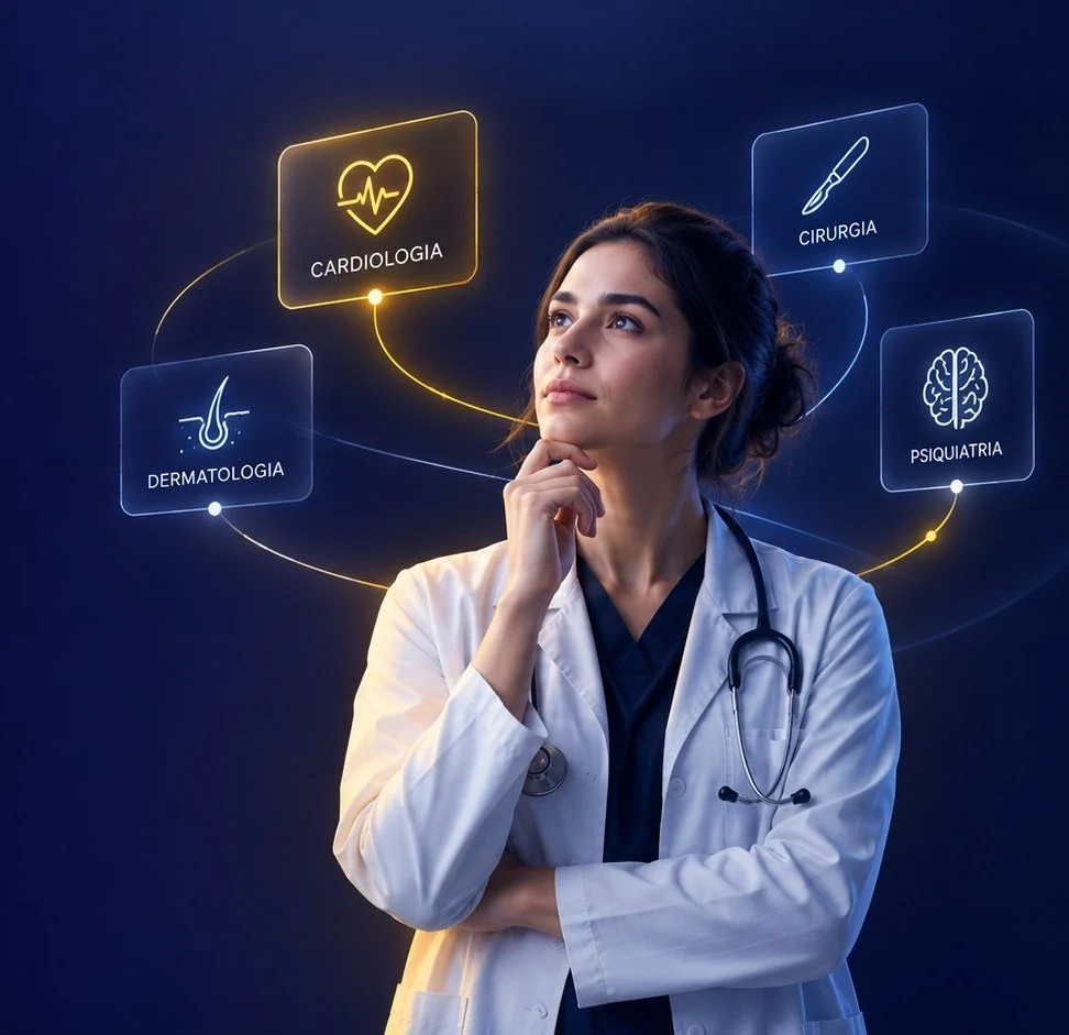 Médico usando o GPMED para escolher a especialidade
